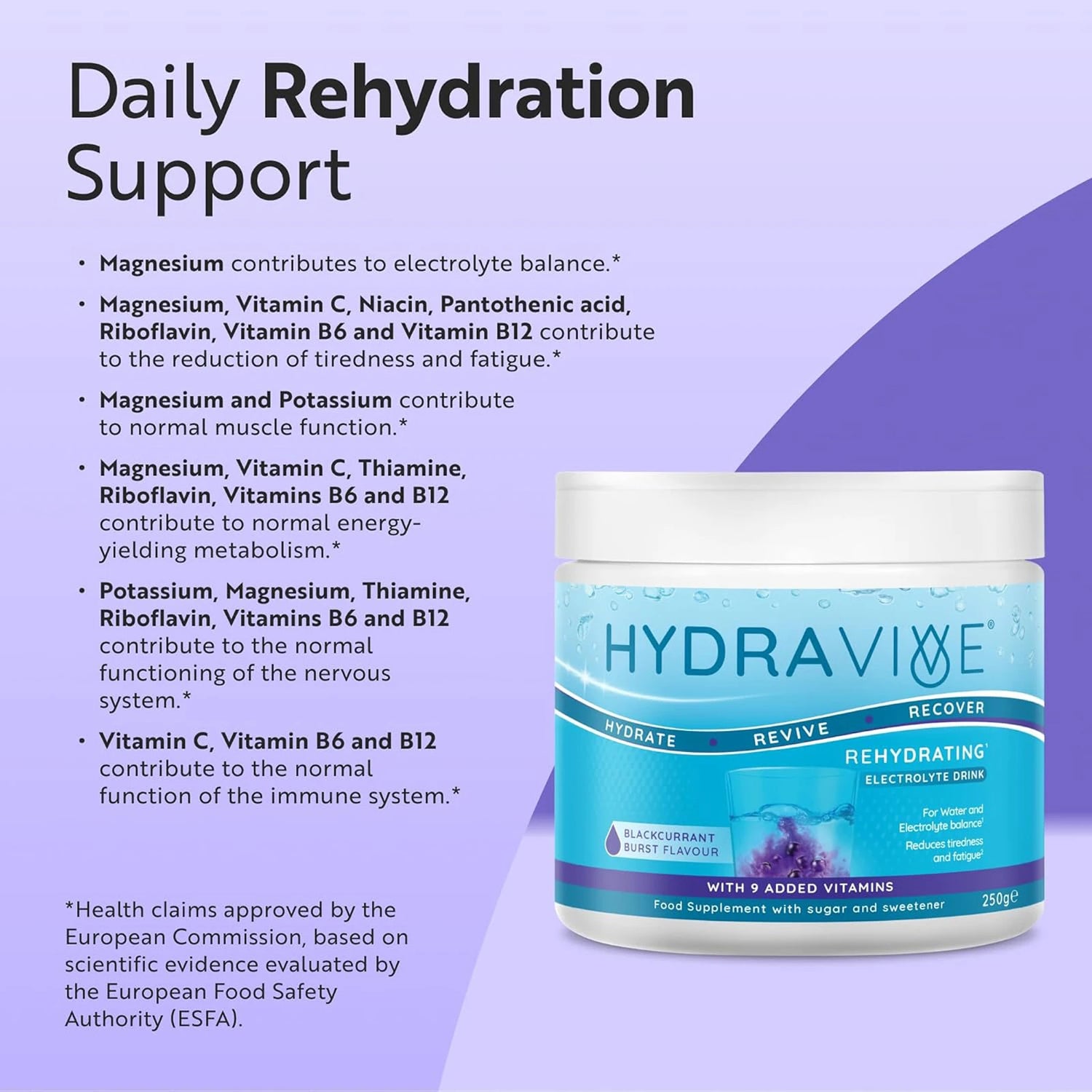 Hydravive® Rehydration Electrolytes Powder - Blackcurrent