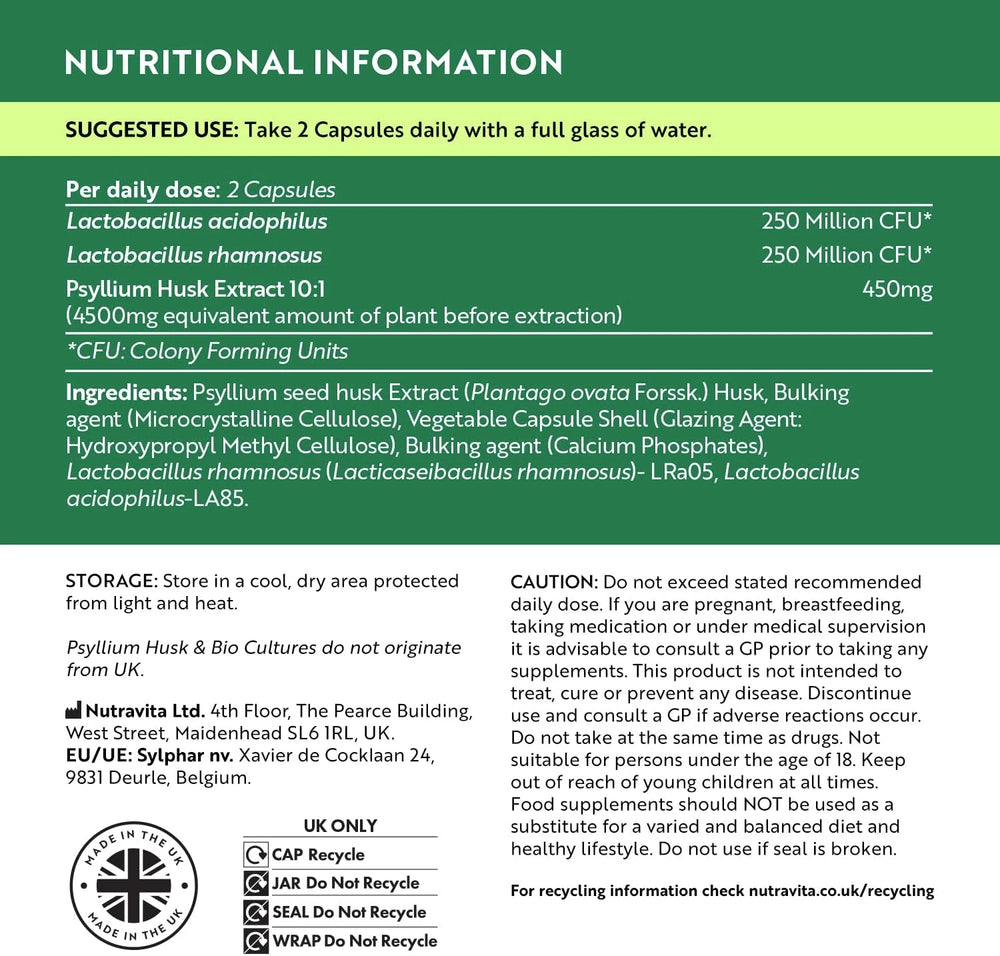 Psyllium Husk 4500mg with 500 Million CFU