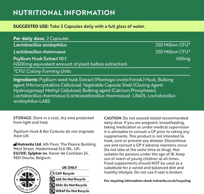 Psyllium Husk 4500mg with 500 Million CFU