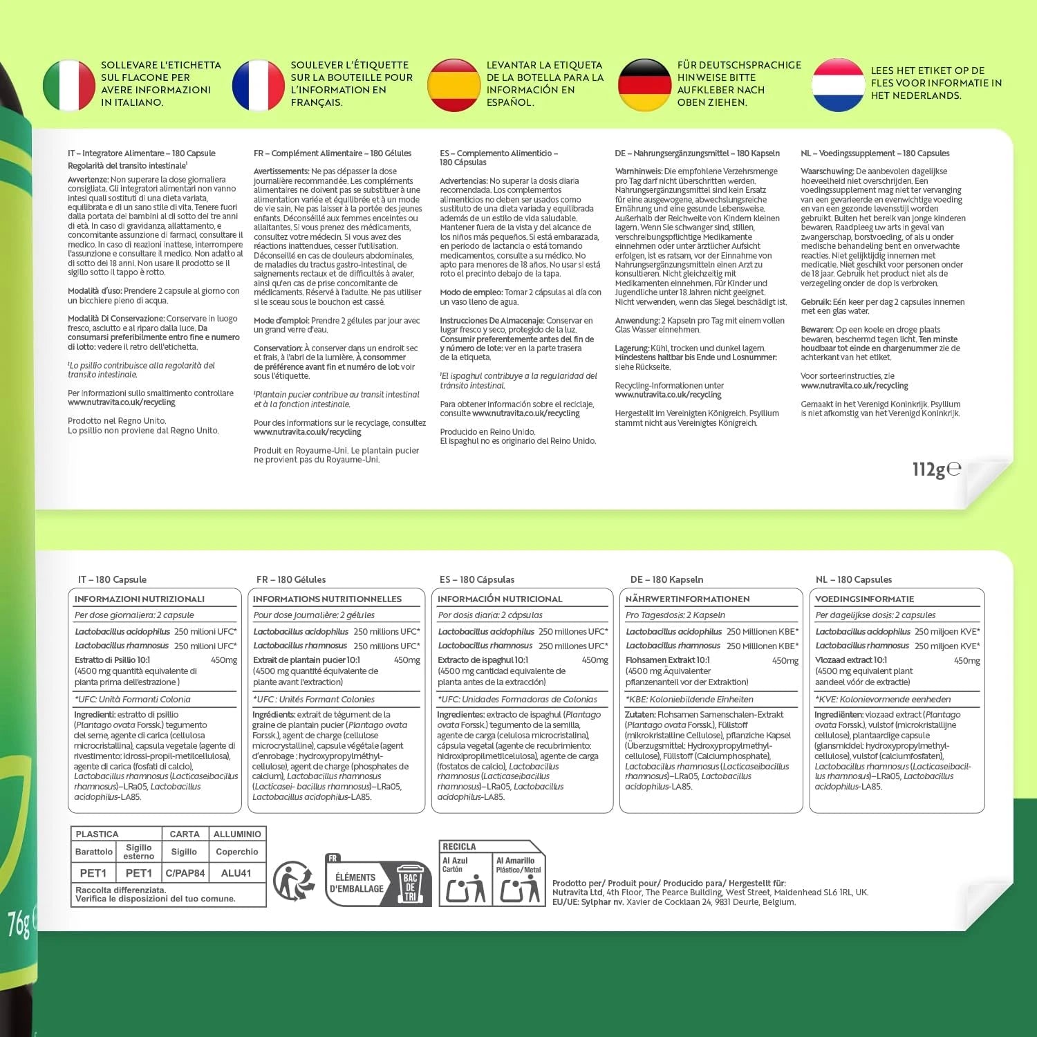 Psyllium Husk 4500mg with 500 Million CFU