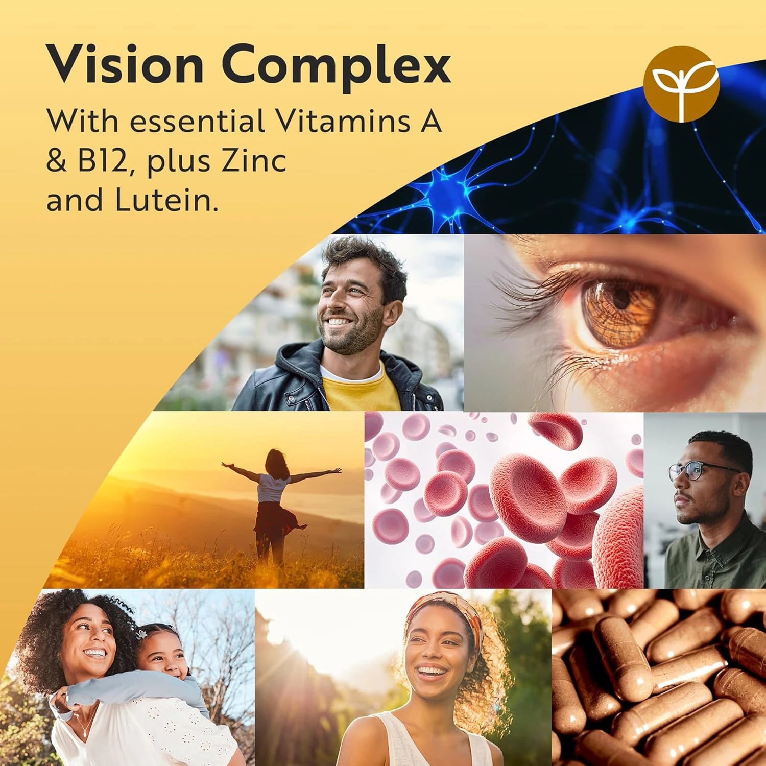 Natural Eye Complex 90 Vegan Capsules with Bilberry, Lutein & Zeaxanthin.