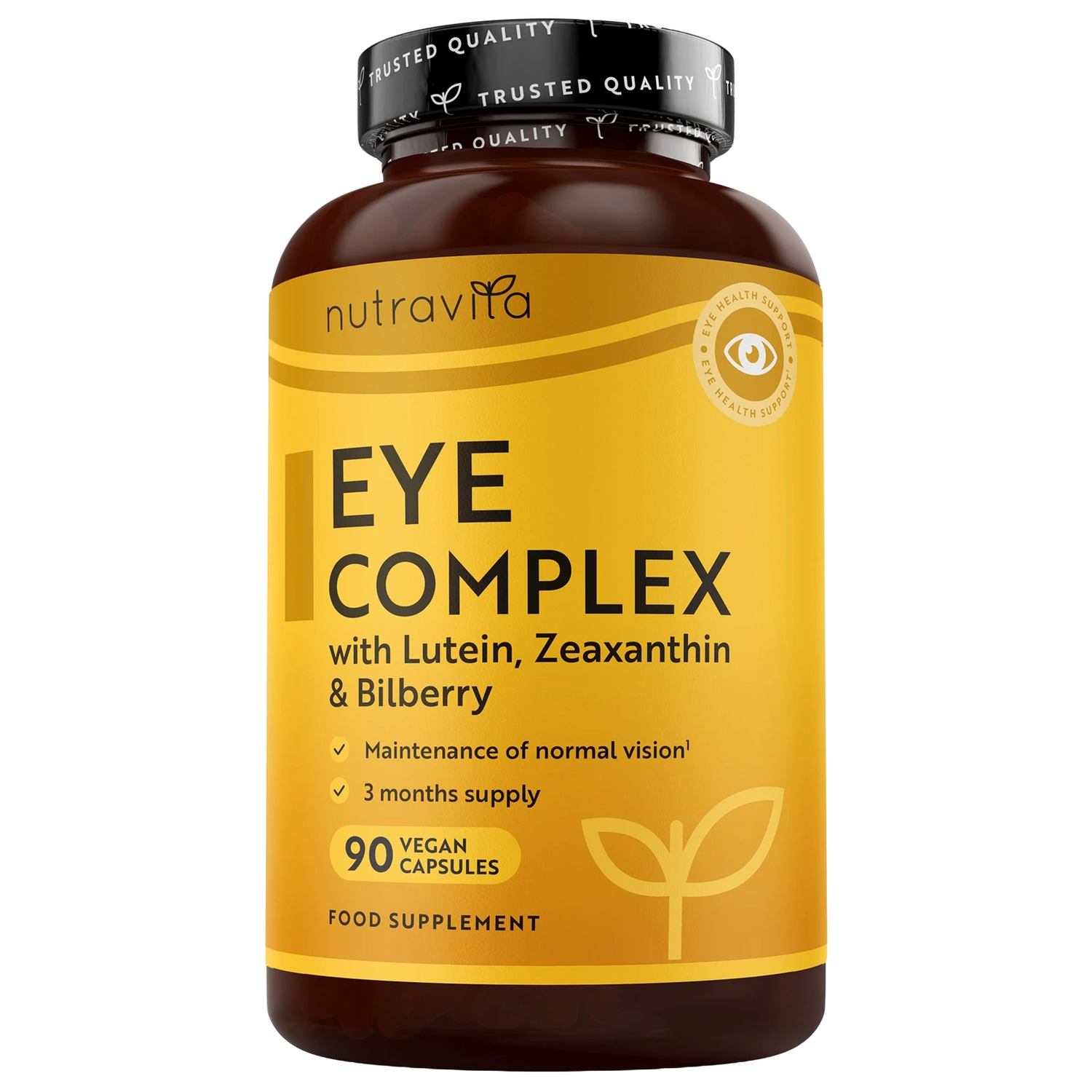 Natural Eye Complex 90 Vegan Capsules with Bilberry, Lutein & Zeaxanthin.