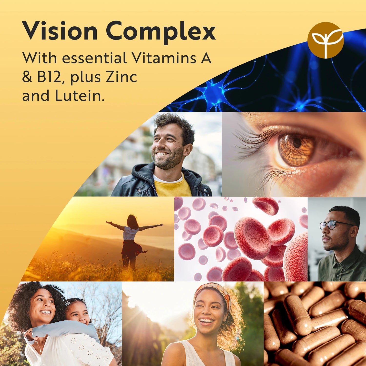 Natural Eye Complex 90 Vegan Capsules with Bilberry, Lutein & Zeaxanthin.