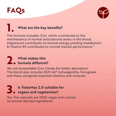 TESTOMAX 2.0 Supplements for Men 210 Vegan Capsules with Ashwagandha KS