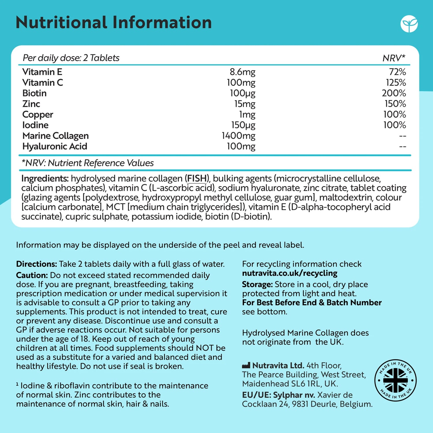 Hydrolysed Marine Collagen with Hyaluronic Acid 1400mg