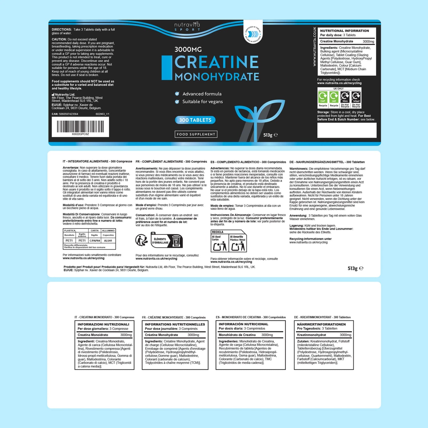 Pure Creatine Monohydrate Tablets