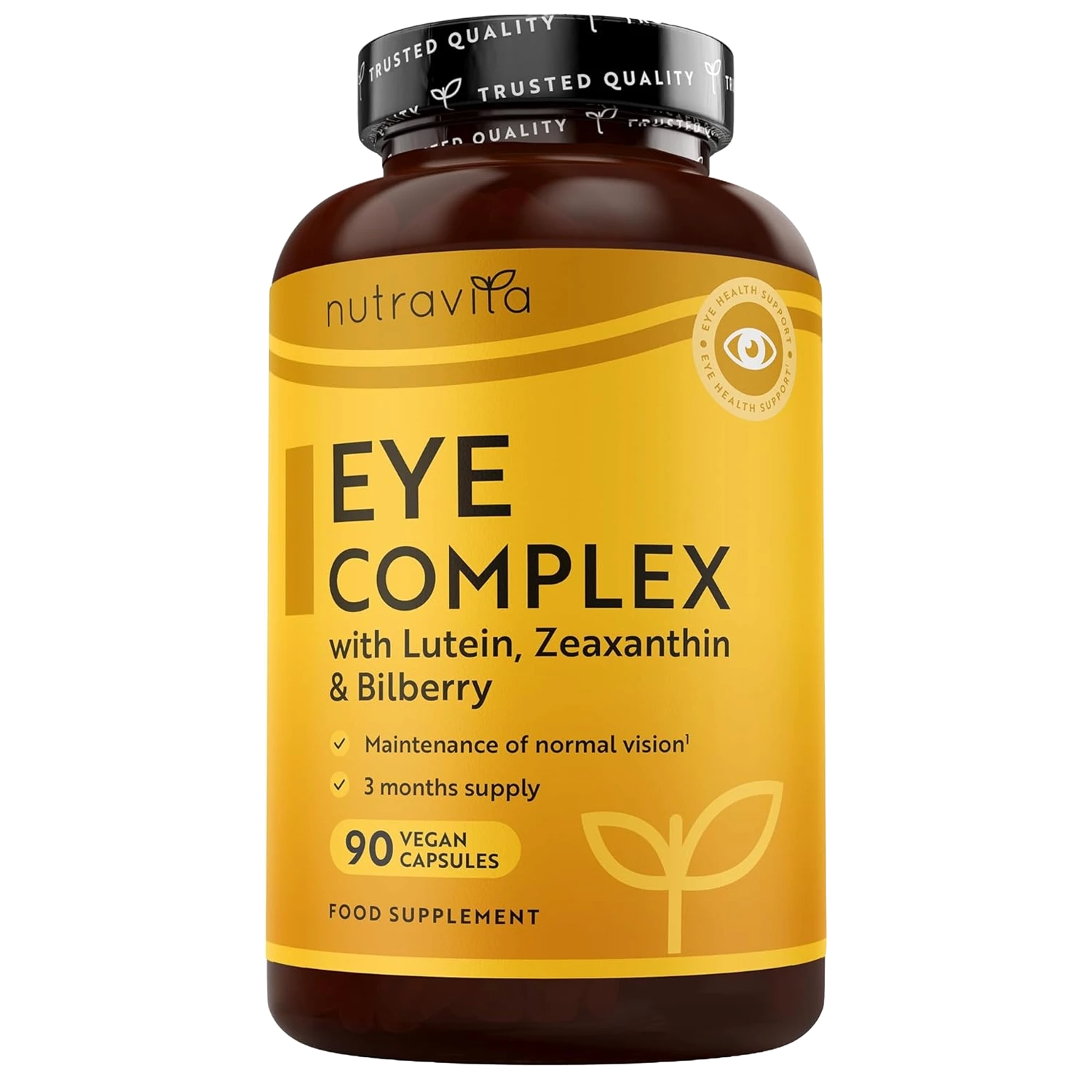 Natural Eye Complex 90 Vegan Capsules with Bilberry, Lutein & Zeaxanthin.