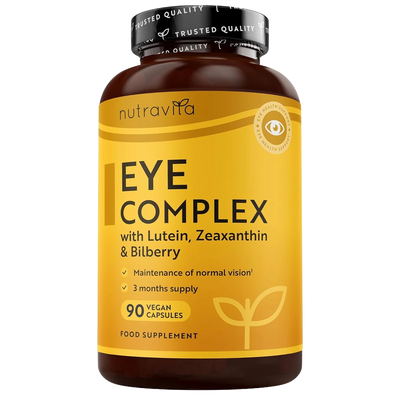 Natural Eye Complex 90 Vegan Capsules with Bilberry, Lutein & Zeaxanthin.