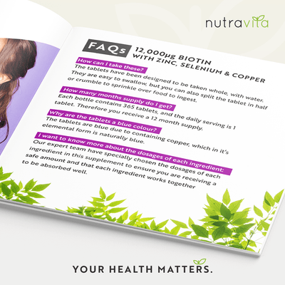 Biotin 12,000ug with Albion™ Zinc, Selenium & Copper 365 Vegan Tablets
