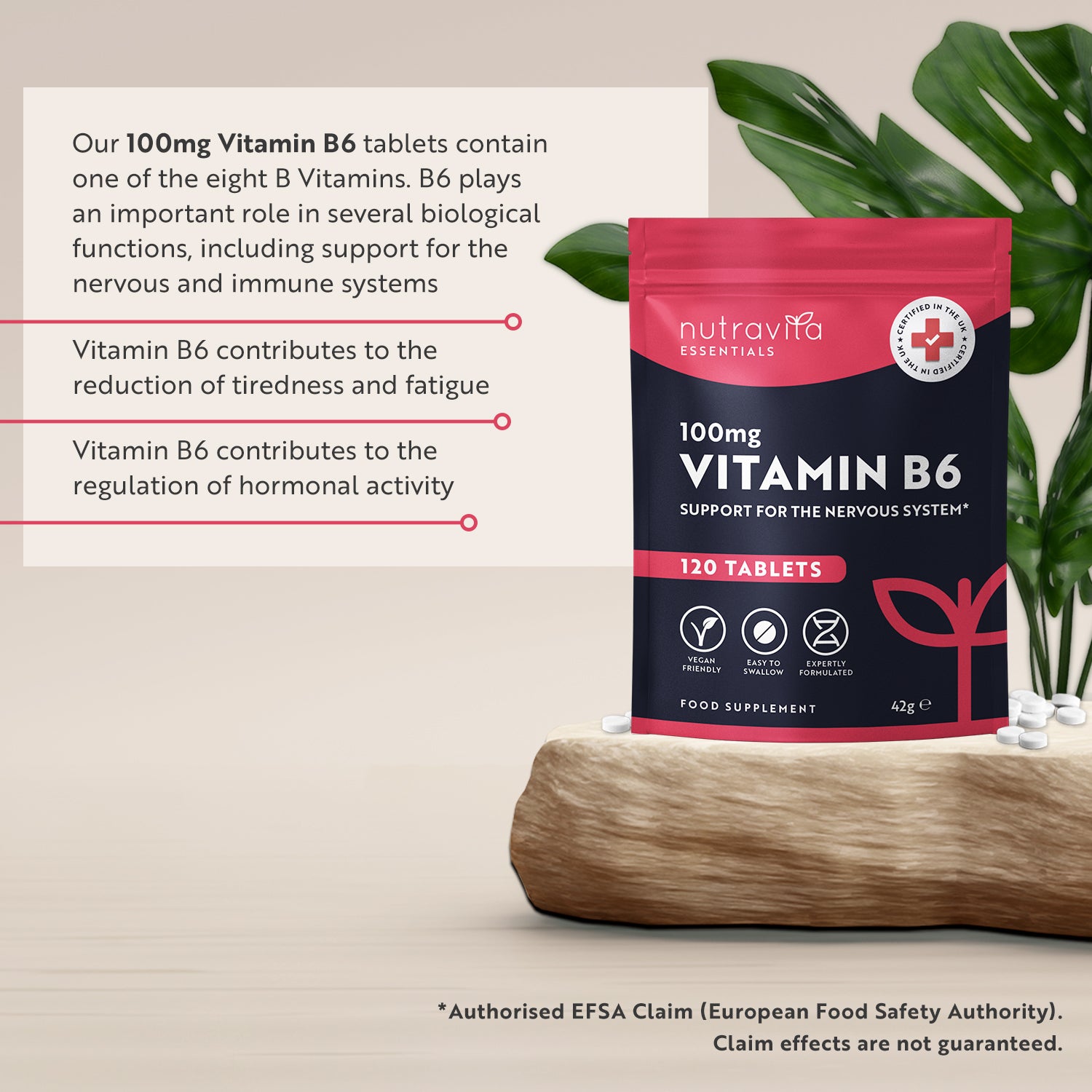 Vitamin B6 100mg Essentials 120 Tablets