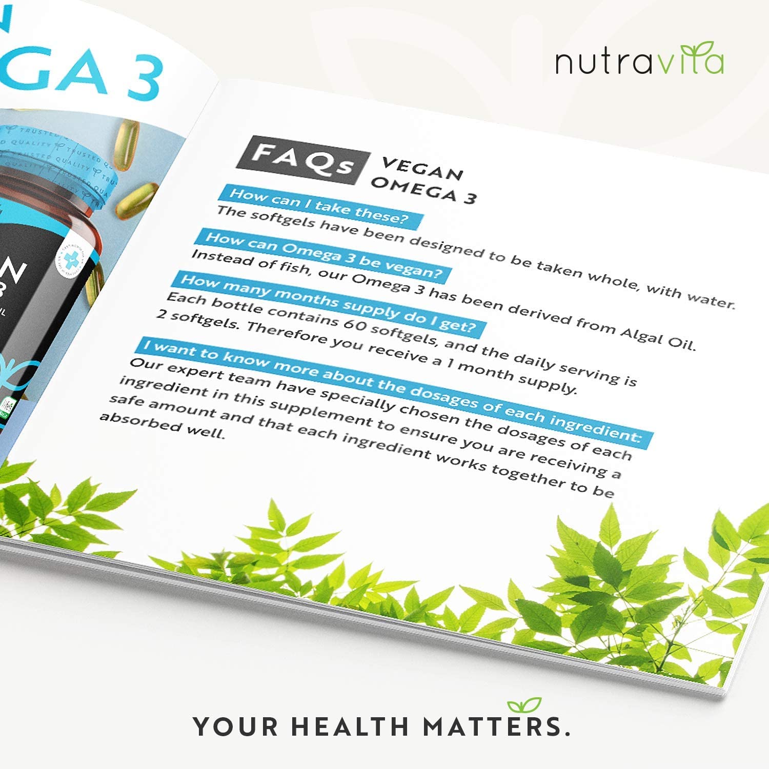 Vegan Omega 3 with 600mg DHA & 300mg EPA